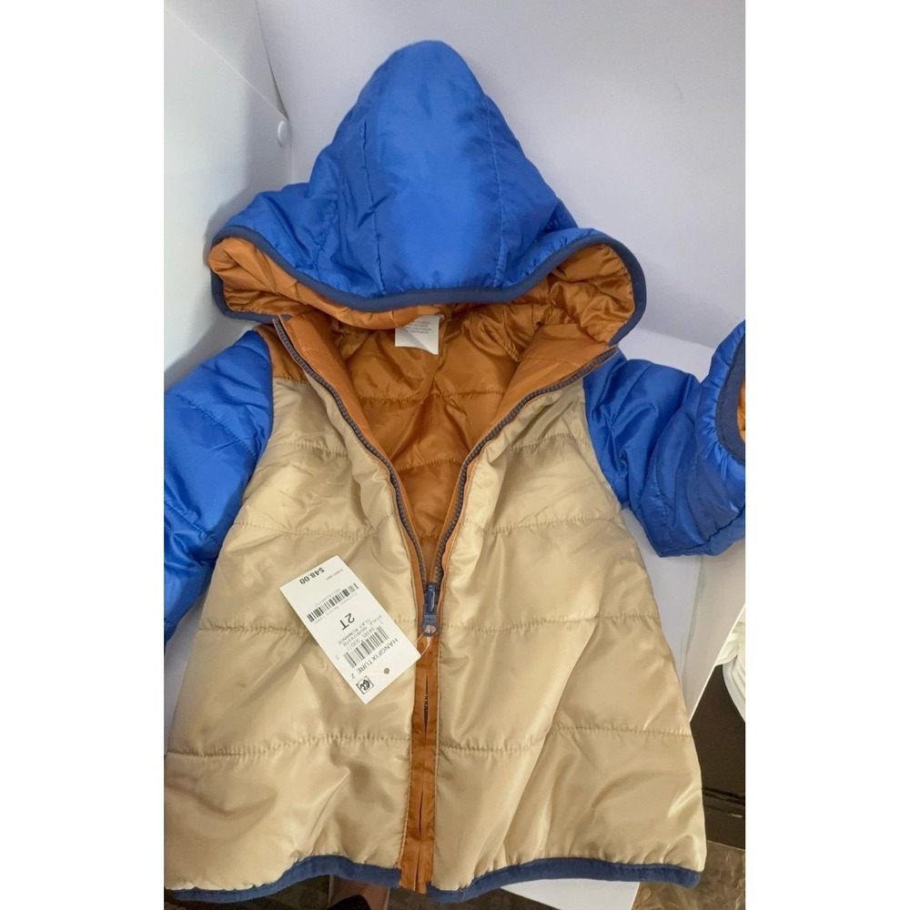 NEW toddler boys size 2T reversible hooded zip up warm jacket coat.